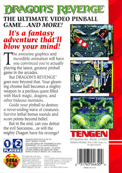 Dragon's Revenge — Box back