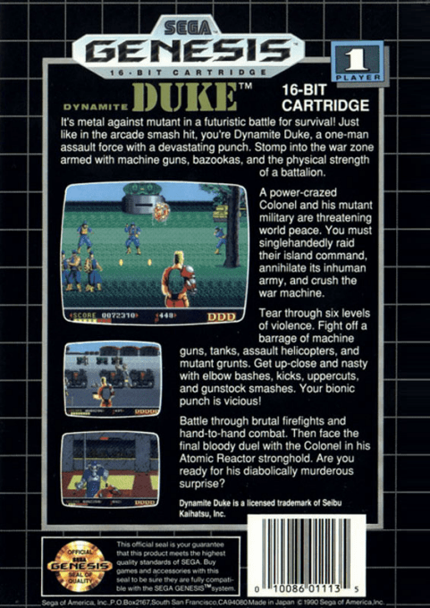 Dynamite Duke — Box back