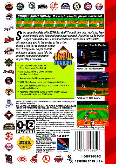 ESPN Baseball Tonight — Box back