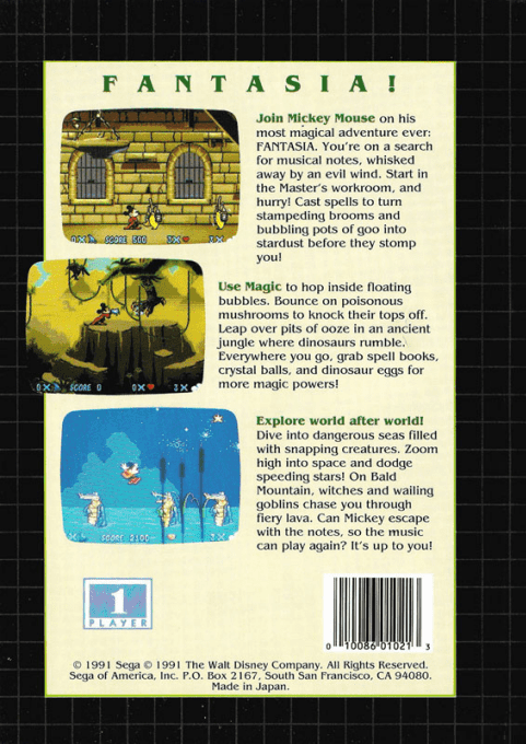 Fantasia — Box back