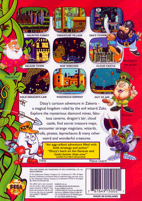 Fantastic Dizzy — Box back