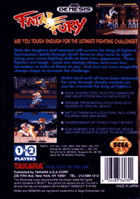 Fatal Fury — Box back