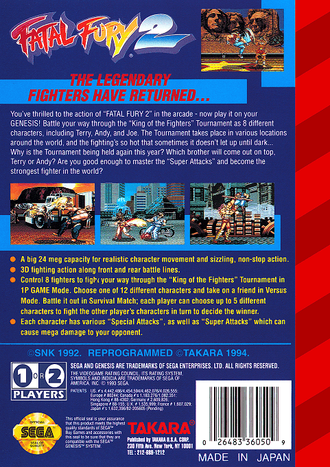 Fatal Fury 2 — Box back