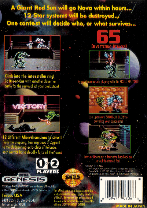 Fighting Masters — Box back