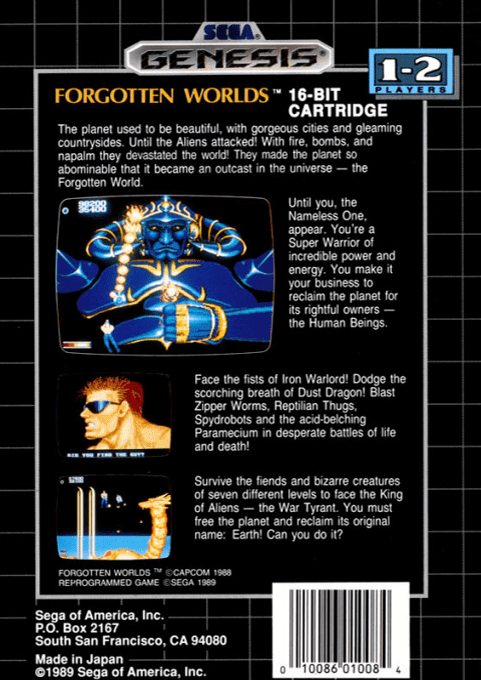 Forgotten Worlds — Box back