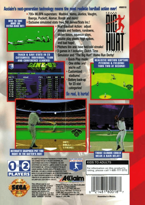 Frank Thomas Big Hurt Baseball — Box back