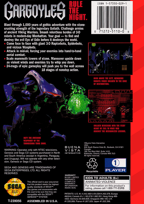 Gargoyles — Box back