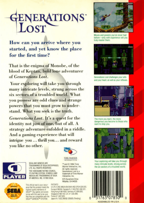 Generations Lost — Box back