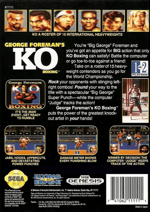 George Foreman's KO Boxing — Box back