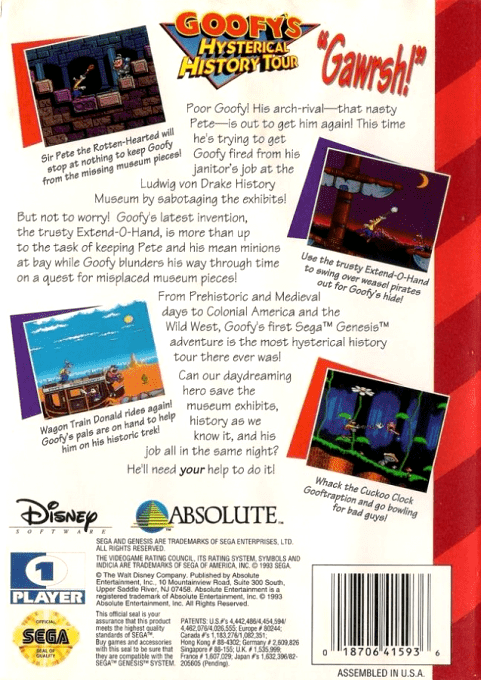 Goofy's Hysterical History Tour — Box back