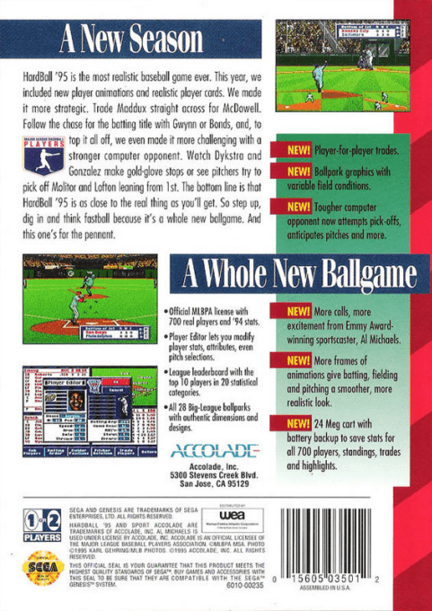 HardBall '95 — Box back