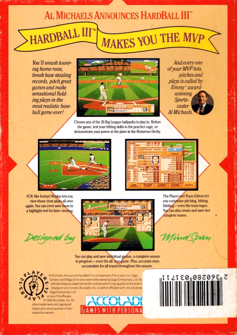 HardBall III — Box back