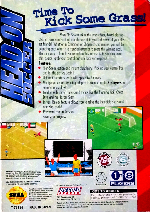Head-On Soccer — Box back