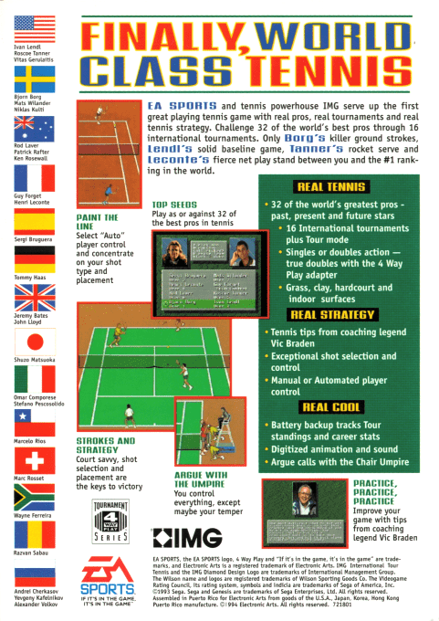 IMG International Tour Tennis — Box back