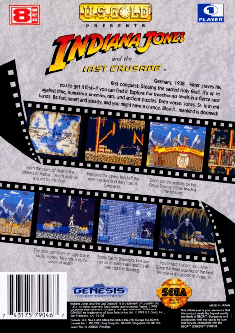 Indiana Jones and the Last Crusade — Box back