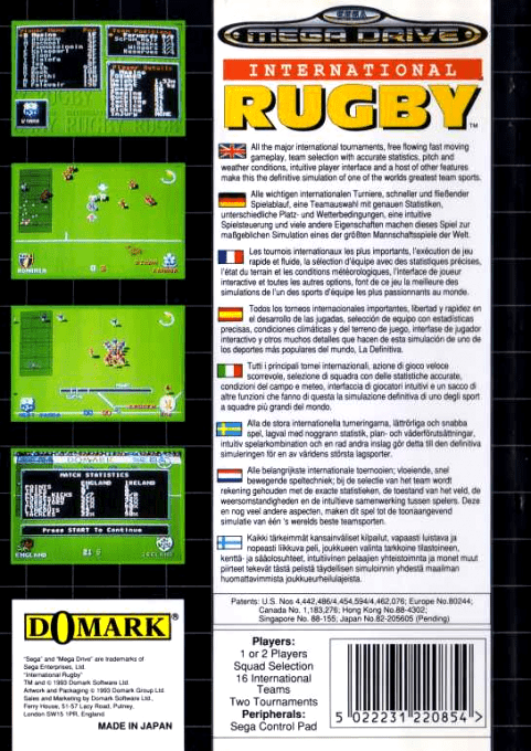 International Rugby — Box back