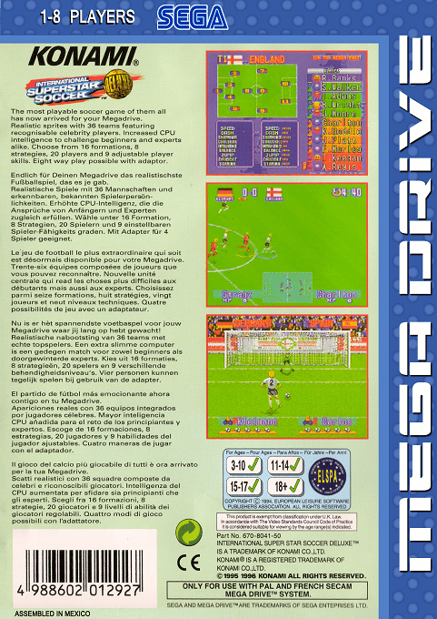 International Superstar Soccer Deluxe — Box back