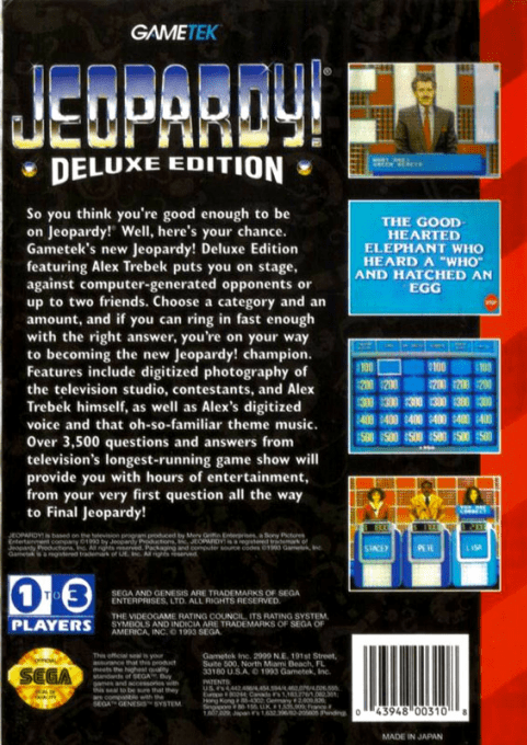 Jeopardy! : Deluxe Edition — Box back