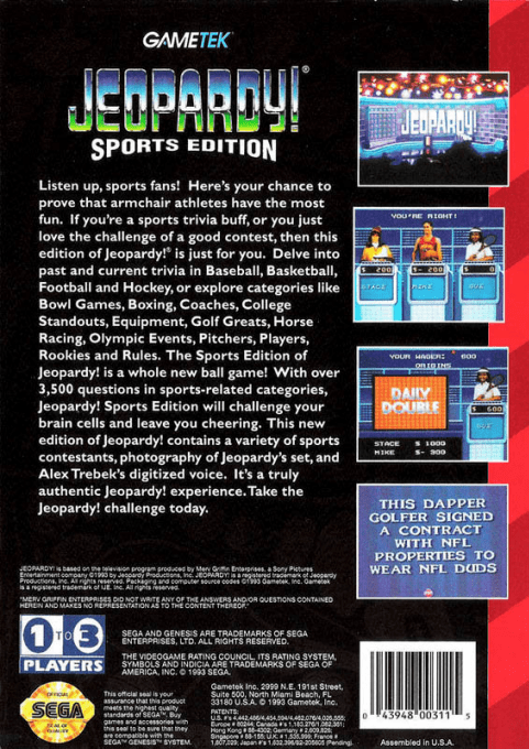 Jeopardy! : Sports Edition — Box back