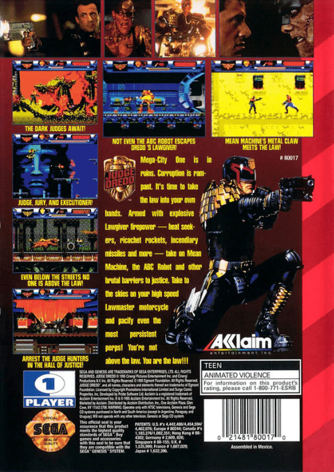 Judge Dredd — Box back