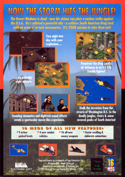 Jungle Strike : The Sequel to Desert Strike — Box back