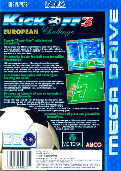 Kick Off 3 : European Challenge — Box back