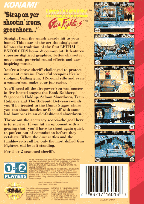 Lethal Enforcers II : Gun Fighters — Box back