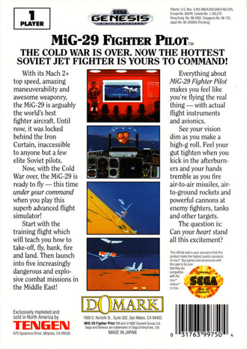 MIG-29 Fighter Pilot — Box back