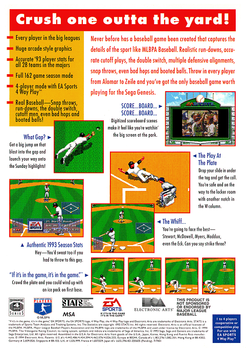 MLBPA Baseball — Box back