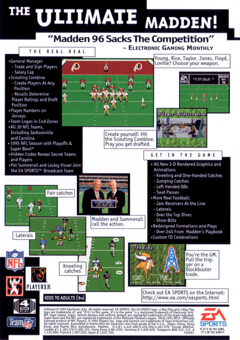 Madden NFL 96 — Box back