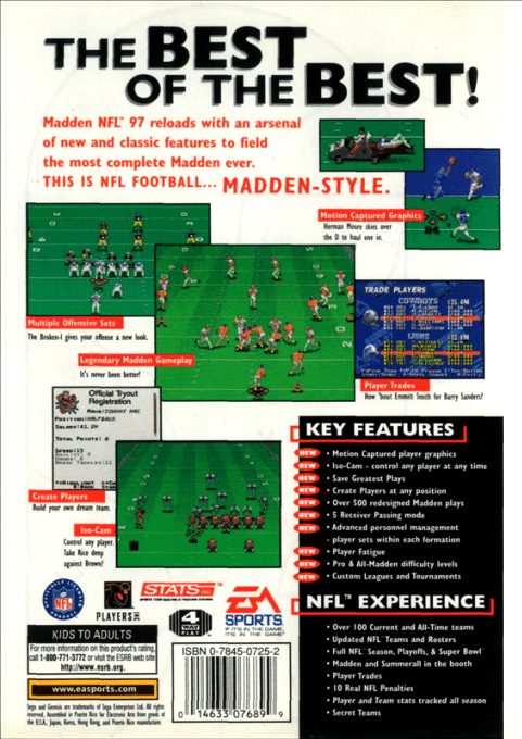 Madden NFL 97 — Box back