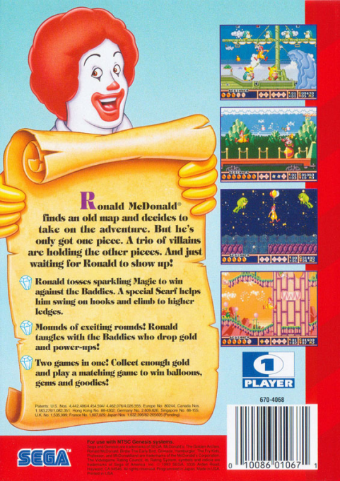 McDonald's Treasure Land Adventure — Box back