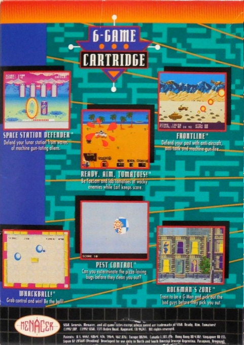 Menacer 6-Game Cartridge — Box back