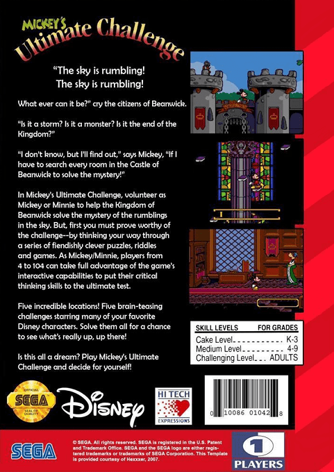 Mickey's Ultimate Challenge — Box back