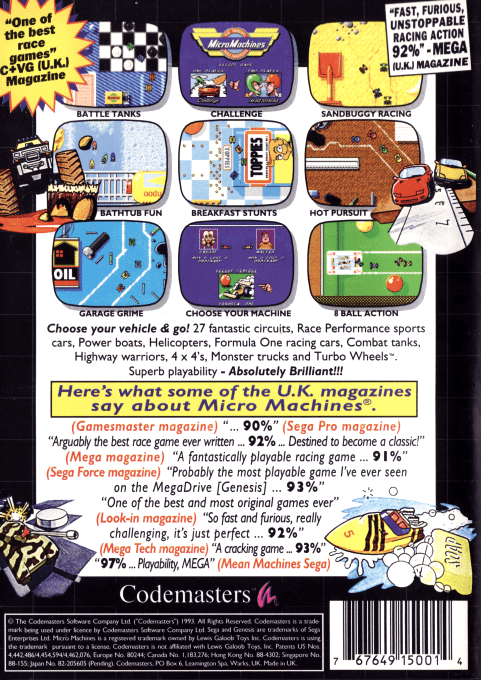 Micro Machines — Box back