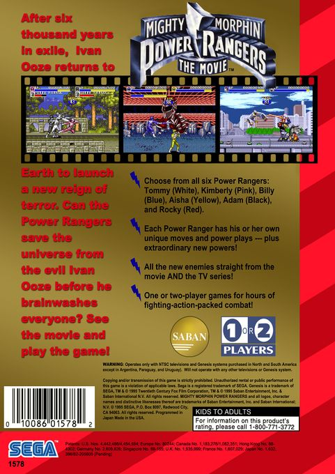 Mighty Morphin Power Rangers : The Movie — Box back