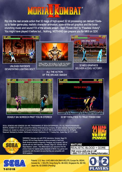 Mortal Kombat II — Box back
