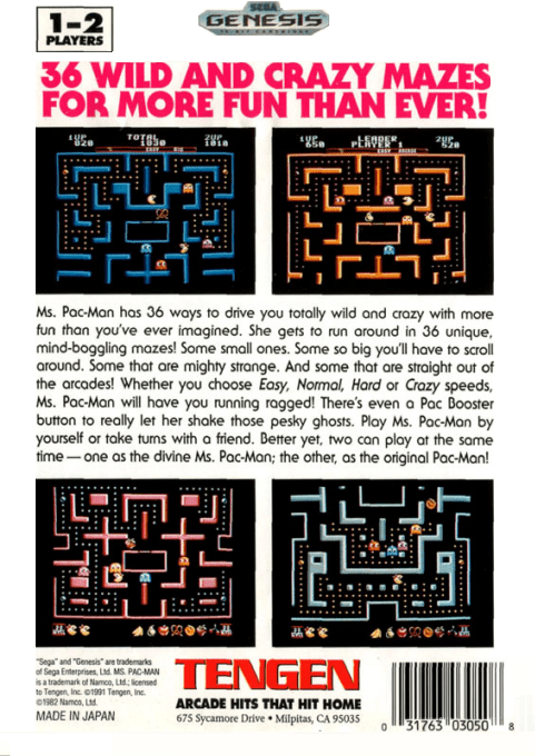 Ms. Pac-Man — Box back