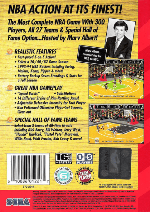 NBA Action '94 — Box back