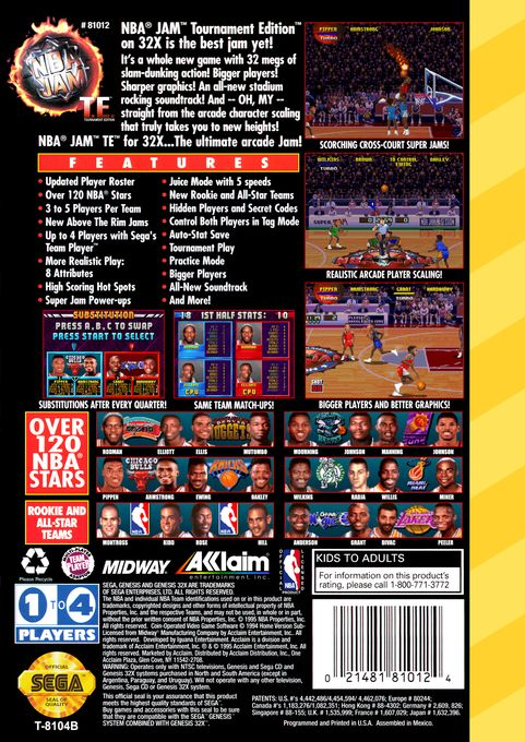 NBA Jam Tournament Edition — Box back