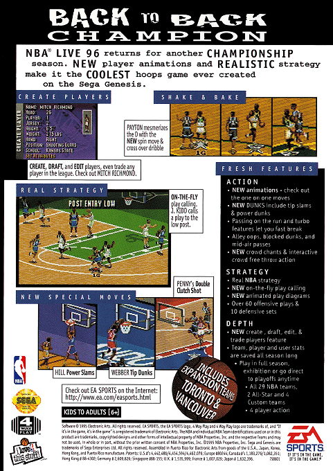 NBA Live 96 — Box back
