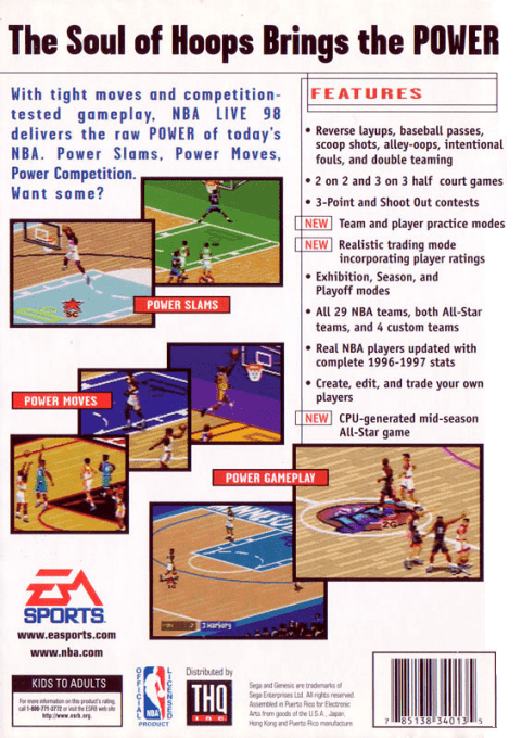 NBA Live 98 — Box back