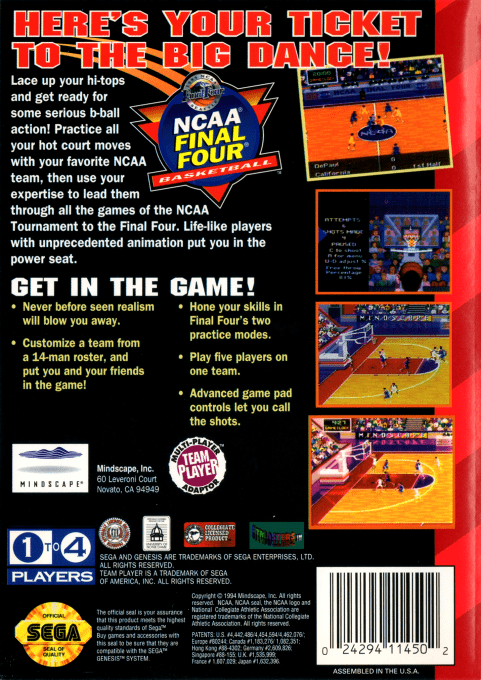 NCAA Final Four Basketball — Box back