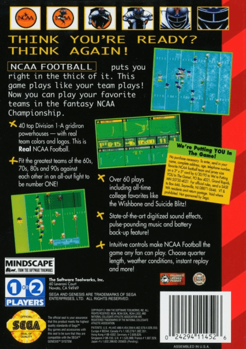 NCAA Football — Box back