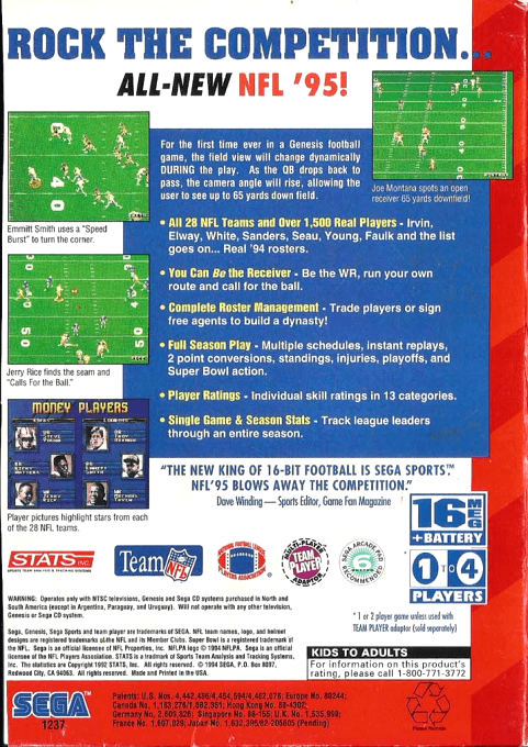 NFL '95 — Box back