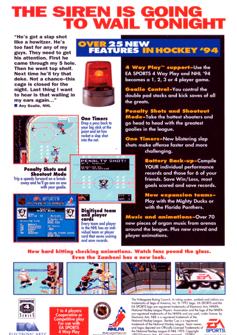 NHL '94 — Box back