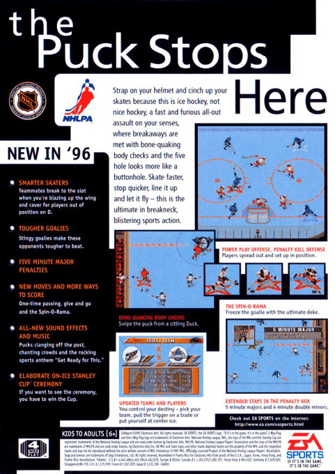 NHL 96 — Box back