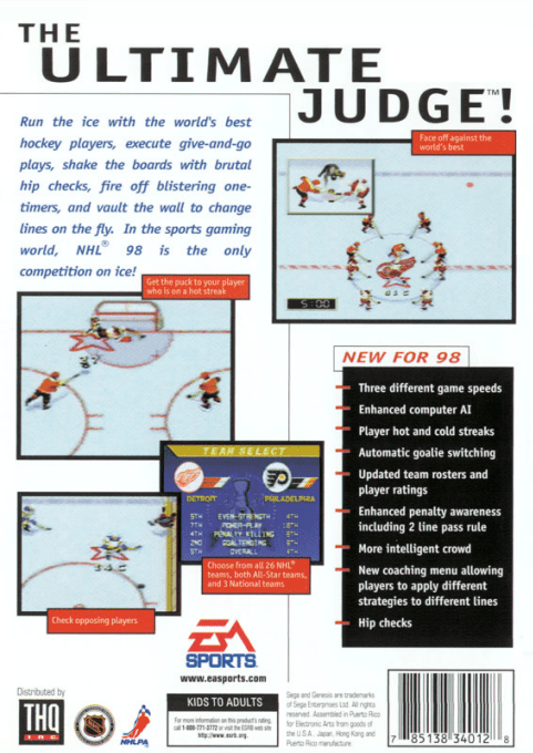 NHL 98 — Box back
