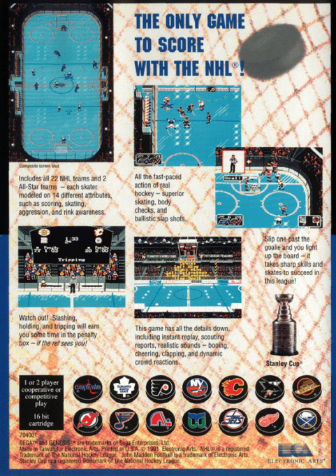 NHL Hockey — Box back