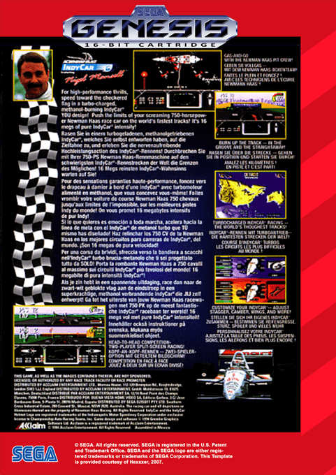 Newman-Haas IndyCar Featuring Nigel Mansell — Box back